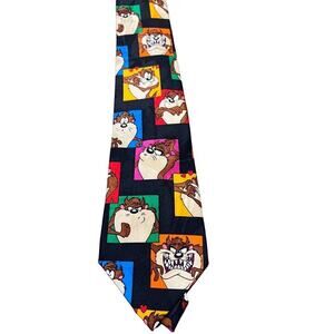 Vintage Looney Tunes Mania Large Character Squares 100% Polyester Men's Necktie